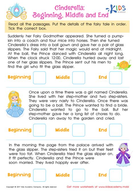 beginning middle end worksheet with story